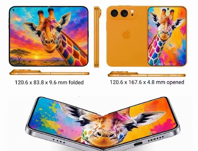 iPhone 竖向折叠 Ultra 最新尺寸渲染图曝光，折叠展开参数一览。消息称