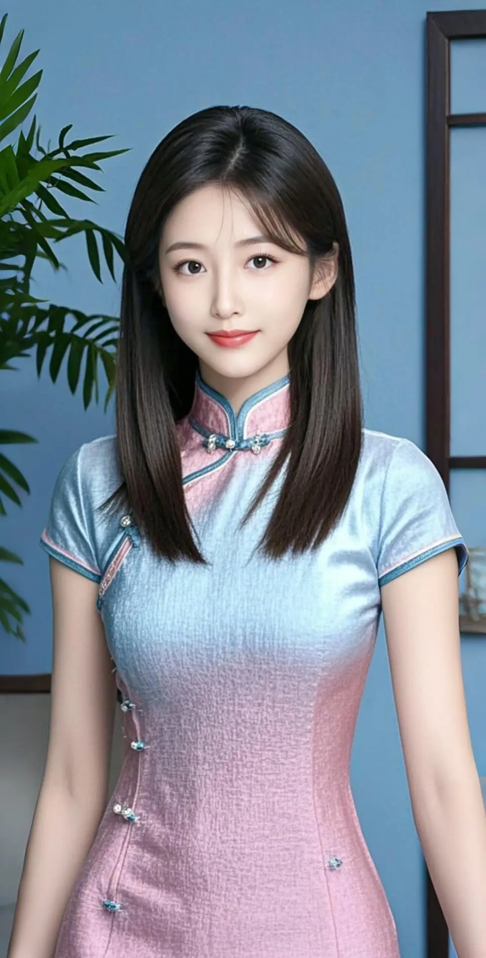 AI扩图 AI粉袍佳人