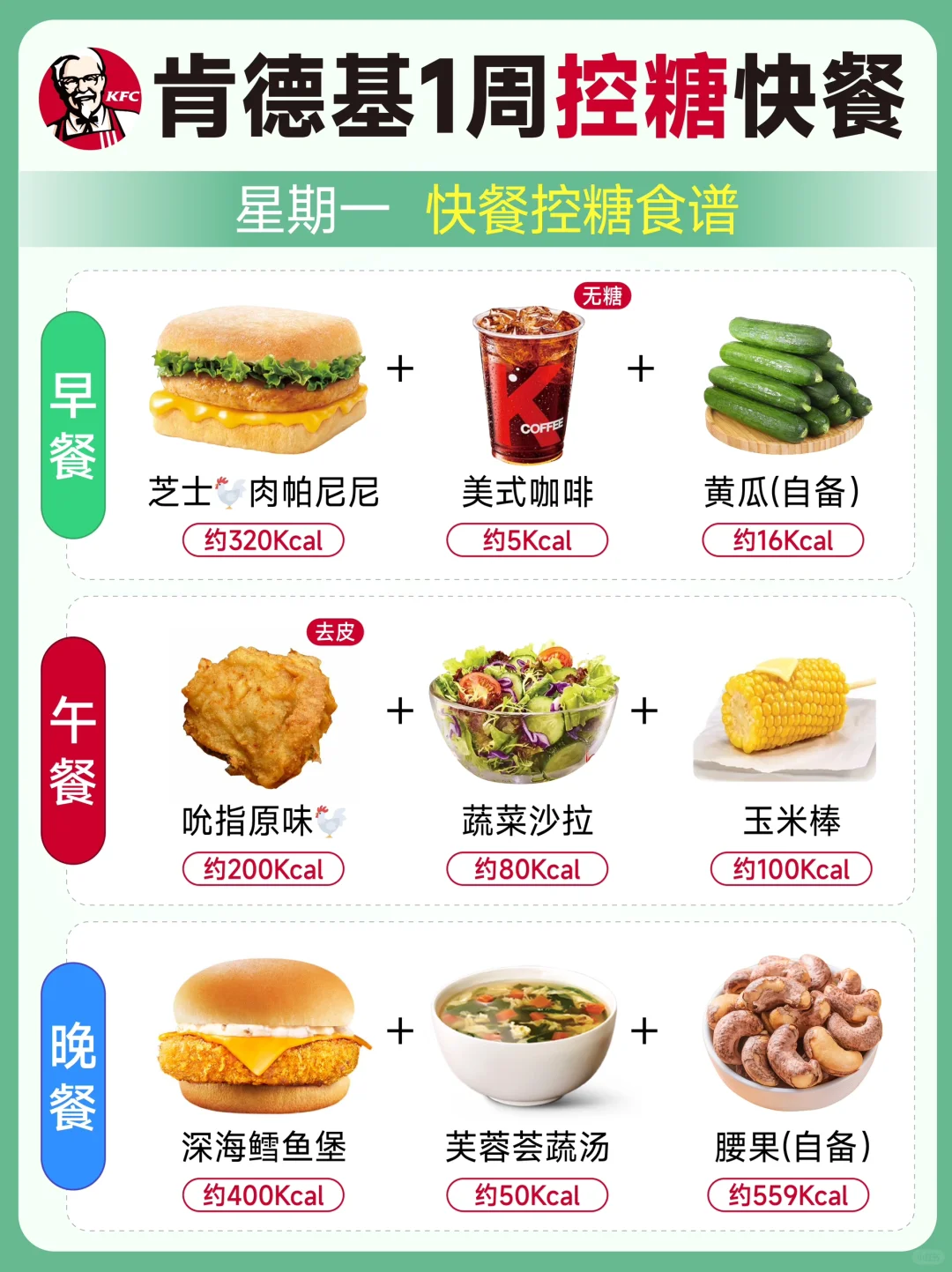 👀控糖期肯德基一周食谱来啦👀