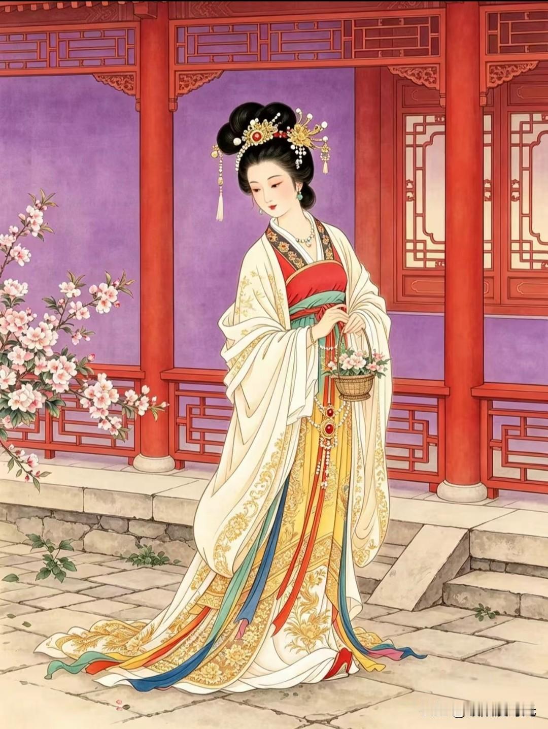 工笔仕女图，一帧藏尽庭院风月。亭台、竹石、繁花相映，一笔一画勾勒东方女子的娴静雅