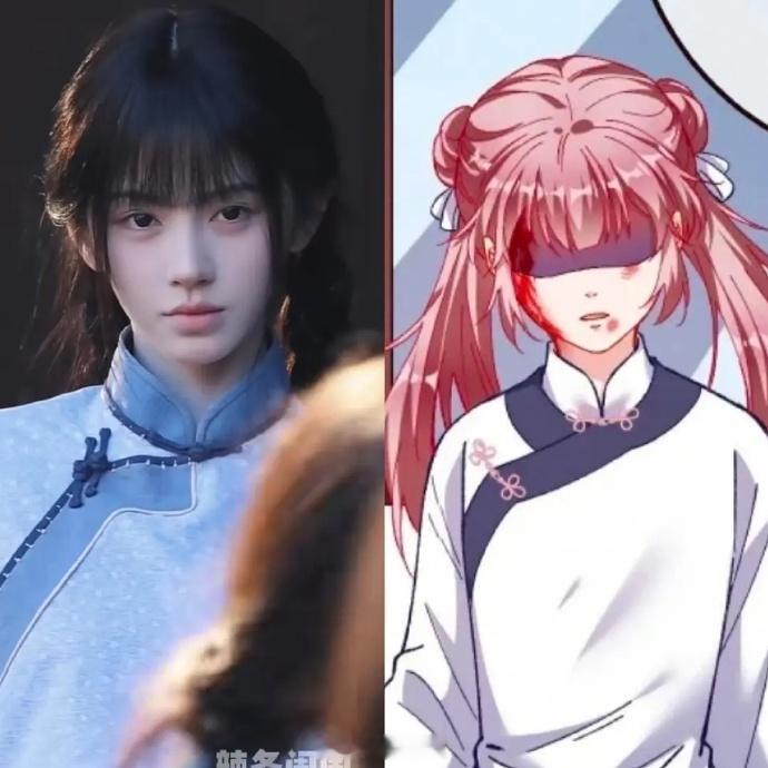 鞠婧祎、敖瑞鹏《万花世界》截至目前演员造型路透VS原著漫画造型🈶 
