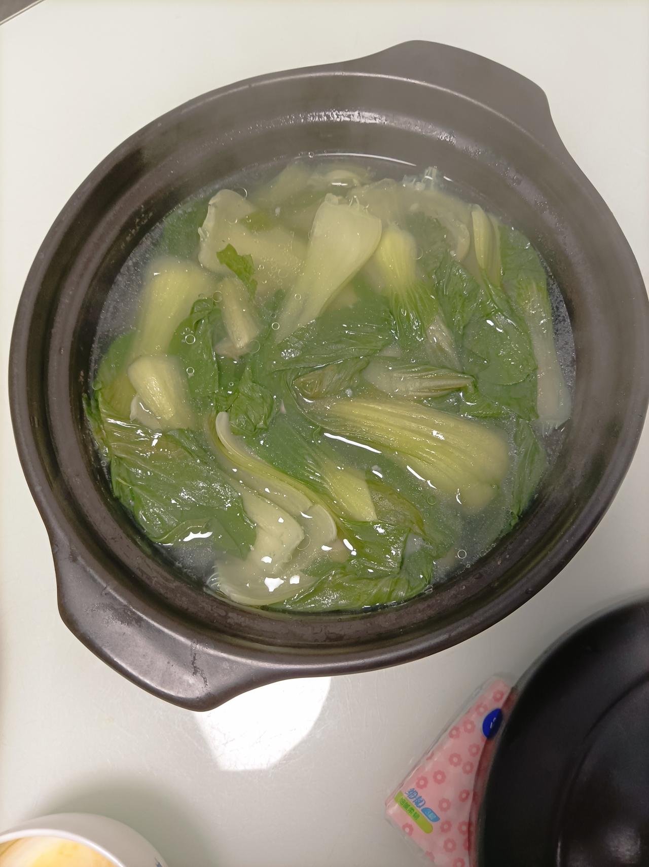 今天吃了什么热乎的昨天晚上儿子做了青菜丸子汤，好热乎！我儿媳妇饭也没吃光暍汤了！