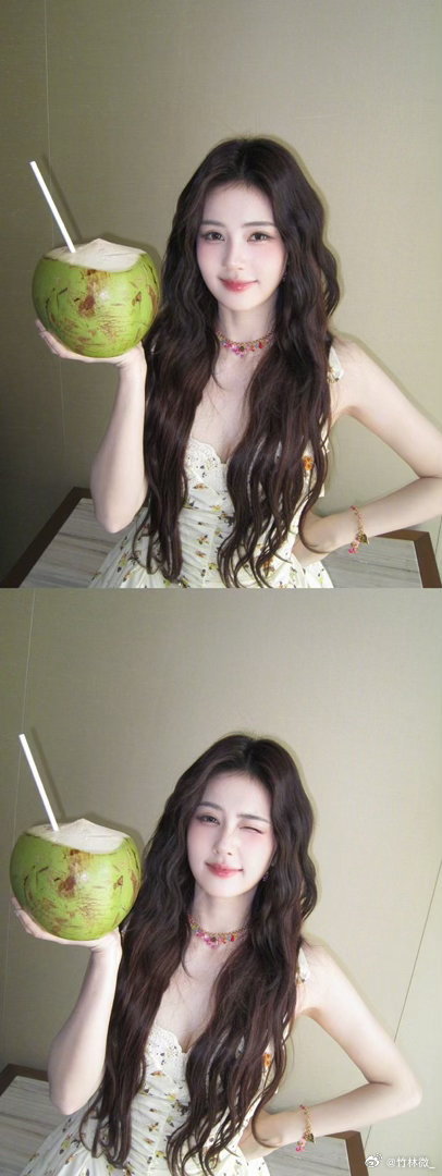 白鹿一键入夏随拍白鹿椰汁泳池plog白鹿 白鹿泳池随拍清爽又自然，手持椰汁氛围感