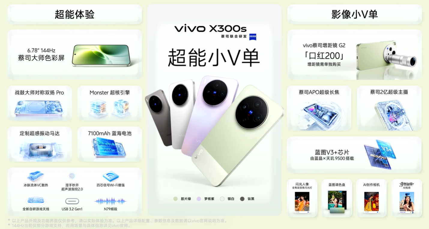 这次vivo X300s作为超能小V单，影像实力肯定是非常在线。硬件搭载蔡司2亿