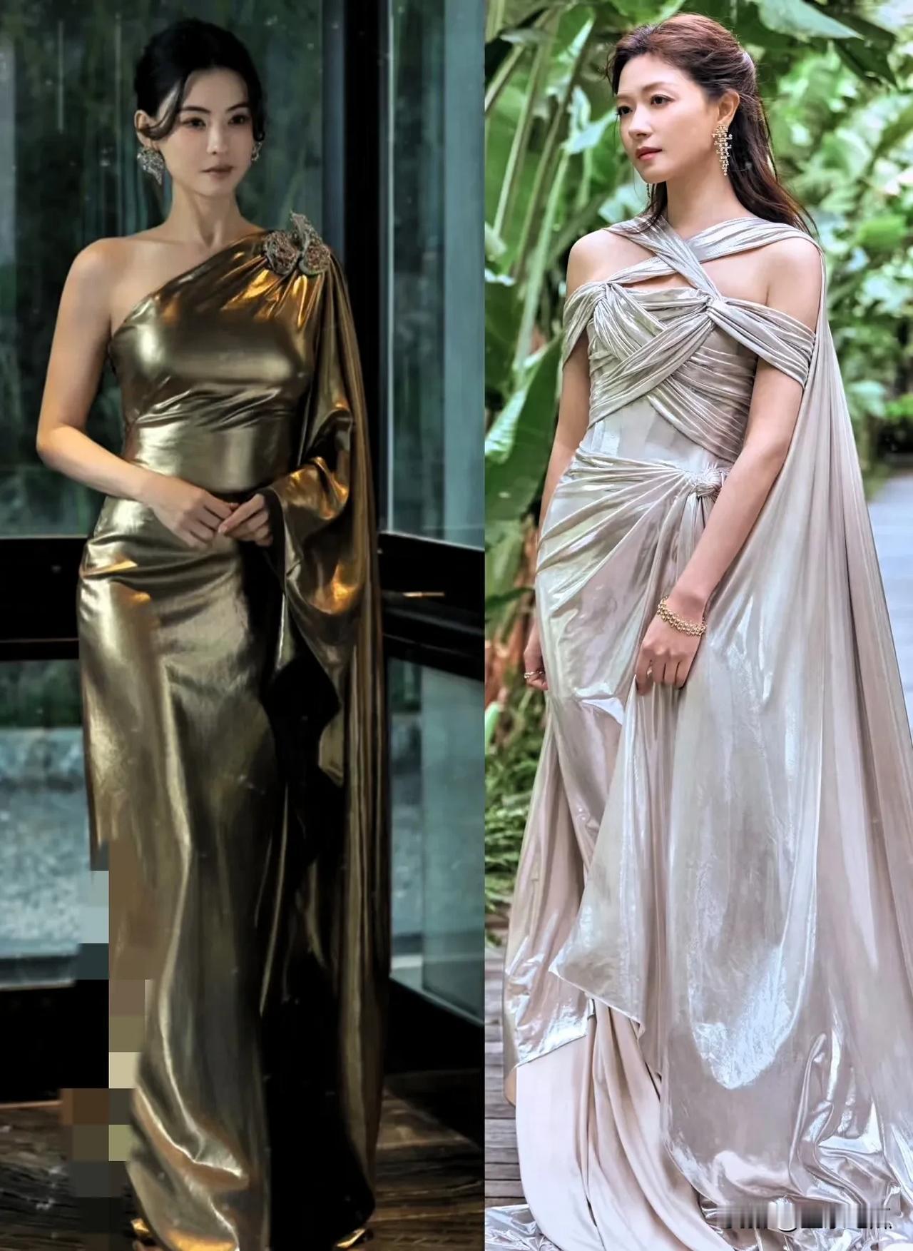 张柏芝与万茜同框，宛如两种不同的美相互辉映。
张柏芝以其标志性的精致五官、灵动双