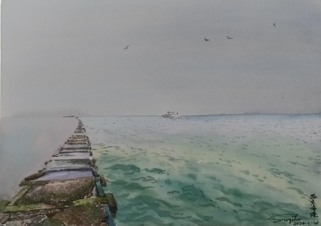 分享你的绘画作品继续写生，孤东海提和樱花园，你们喜欢哪个？怡华手绘 水彩写生 水