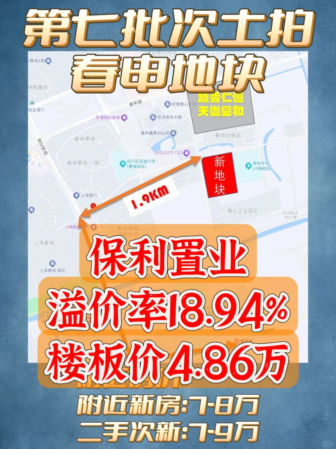 【溢价18.94%】保利置业44轮拿下闵行地块❗