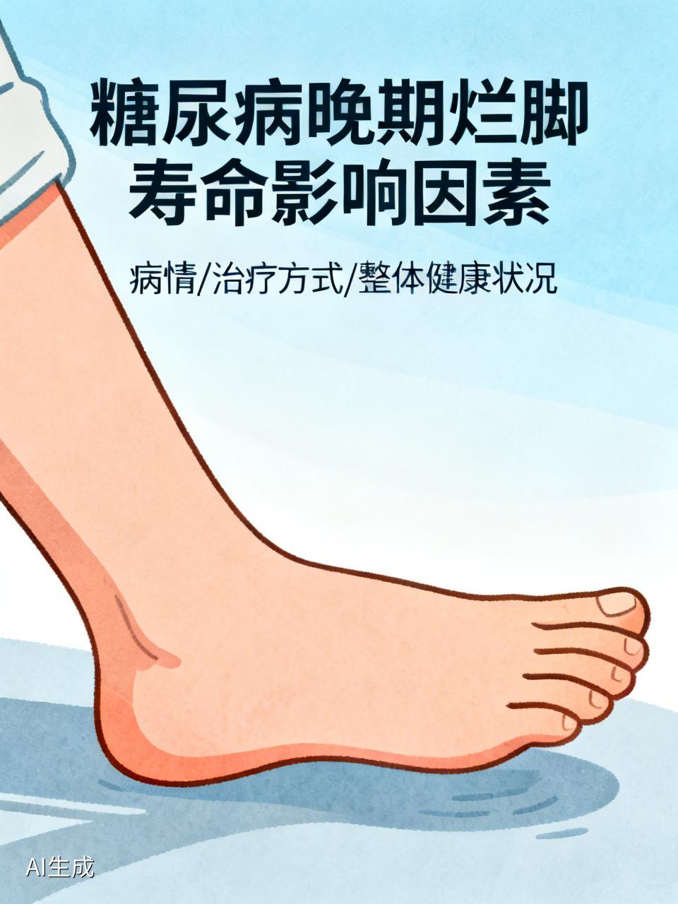 糖尿病晚期烂脚能活多久可不好说。糖尿病足晚期一般指足部坏疽、大面积溃烂。要是只是