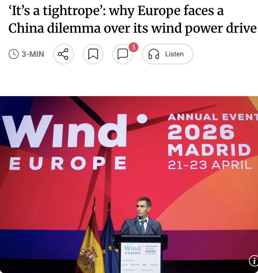 外媒：在欧洲，风能产业正面临一个关键问题：如何在推进绿色能源转型的同时，平衡与中