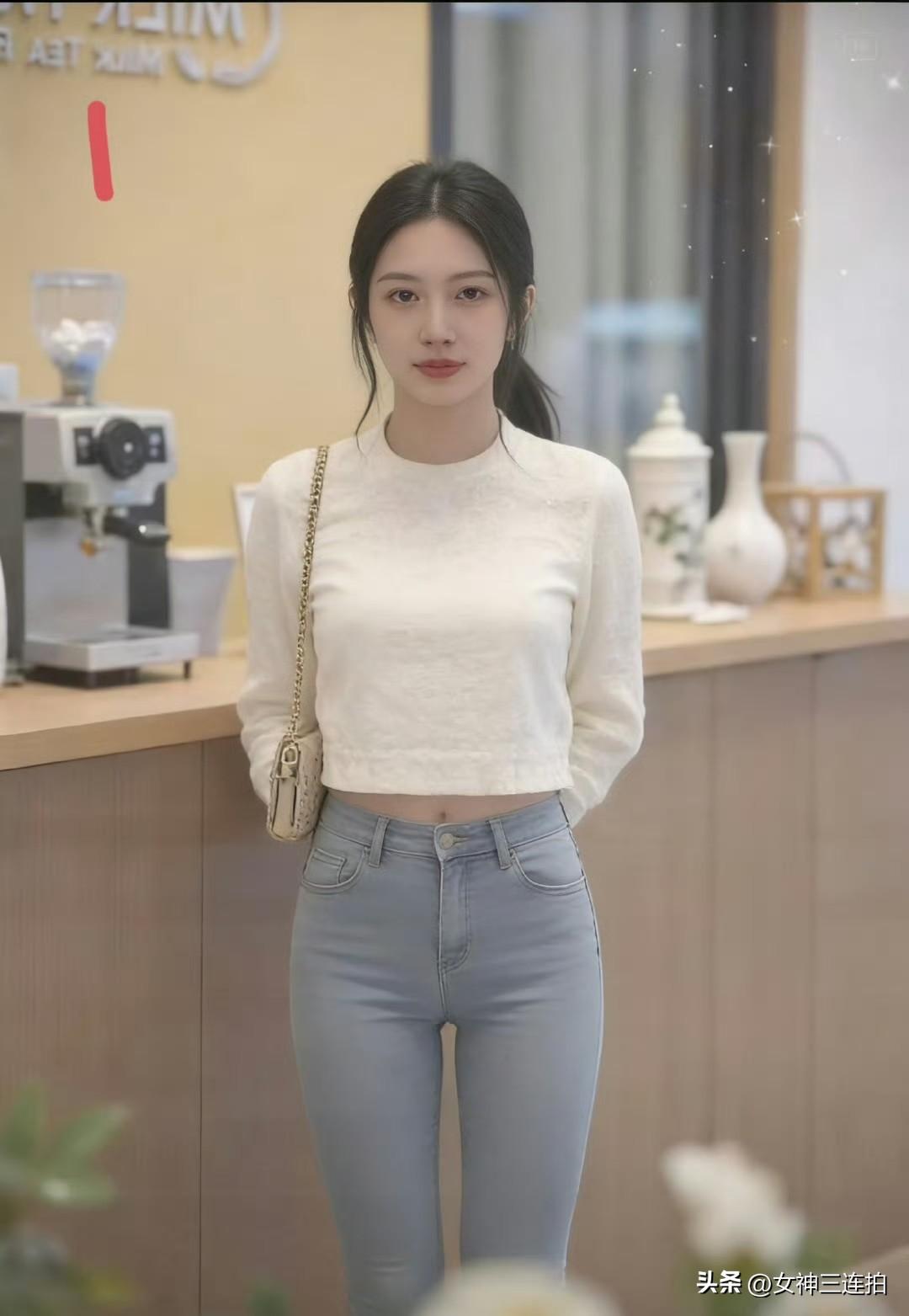 这位小姐姐穿着休闲又时尚。