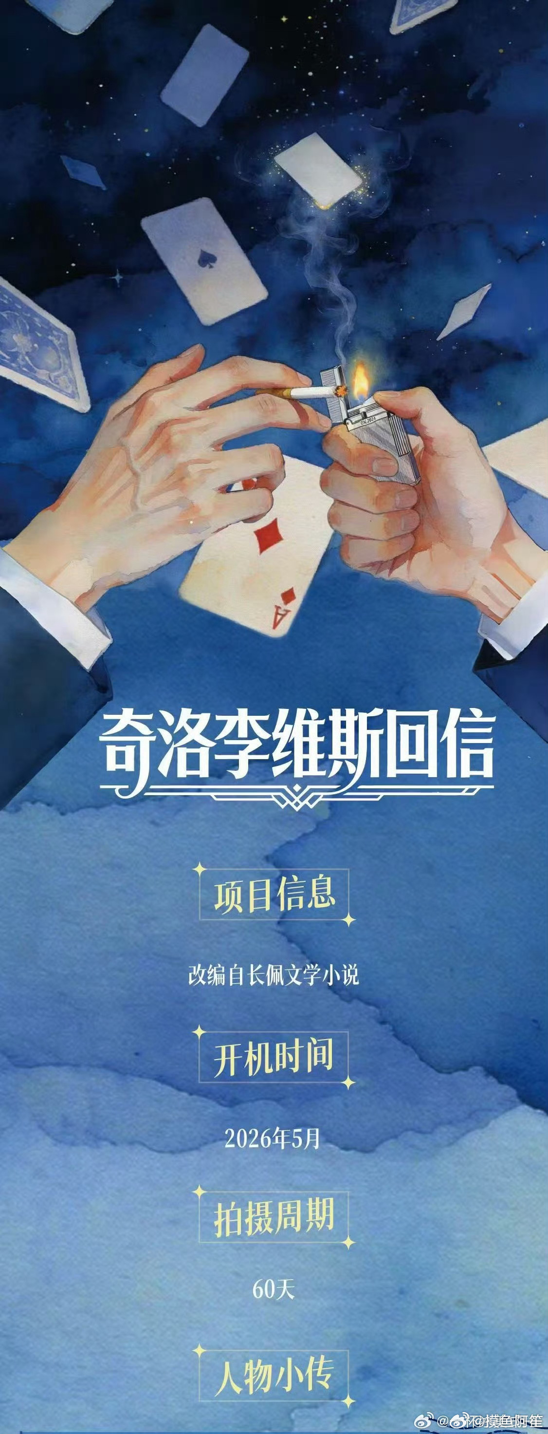 长佩名著《奇洛李维斯回信》开始选角，环大陆预备。其实我有的时候觉得也挺可惜，因为