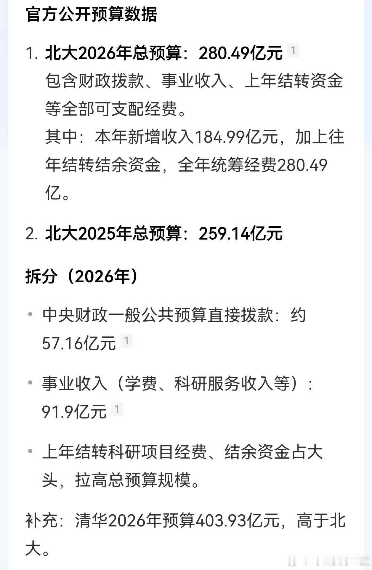 北大在校生5.2万，经费260亿。巴黎综合理工本校经费14.5亿，在校生3370