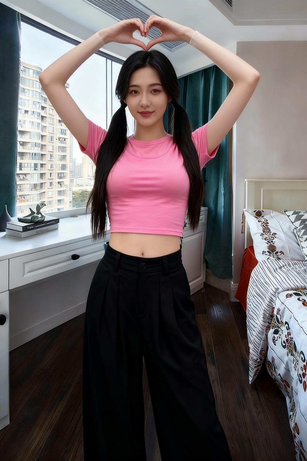 运动长裤曳风轻，粉袖笼云玉臂明。
独对幽窗凝远黛，楼头月上正三更。