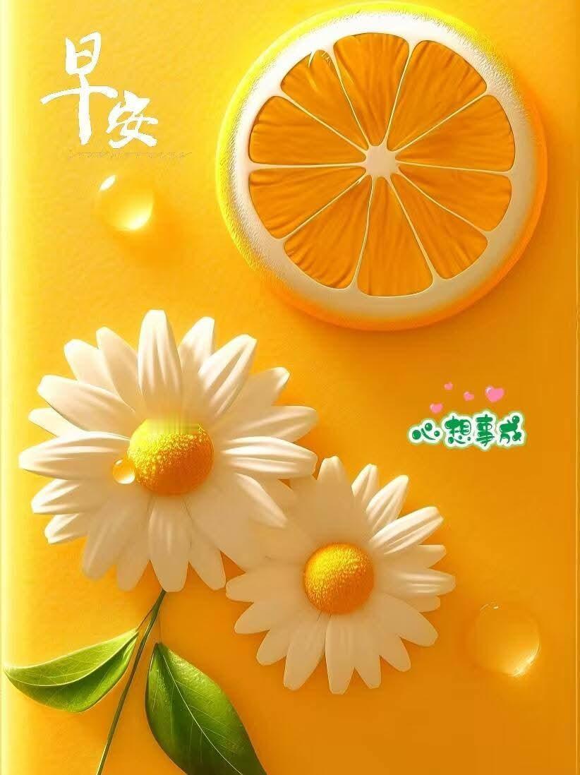 早安
 
暖阳卧云柔，清杯溢暖流。
雏菊携晓意，岁岁祝安悠。
