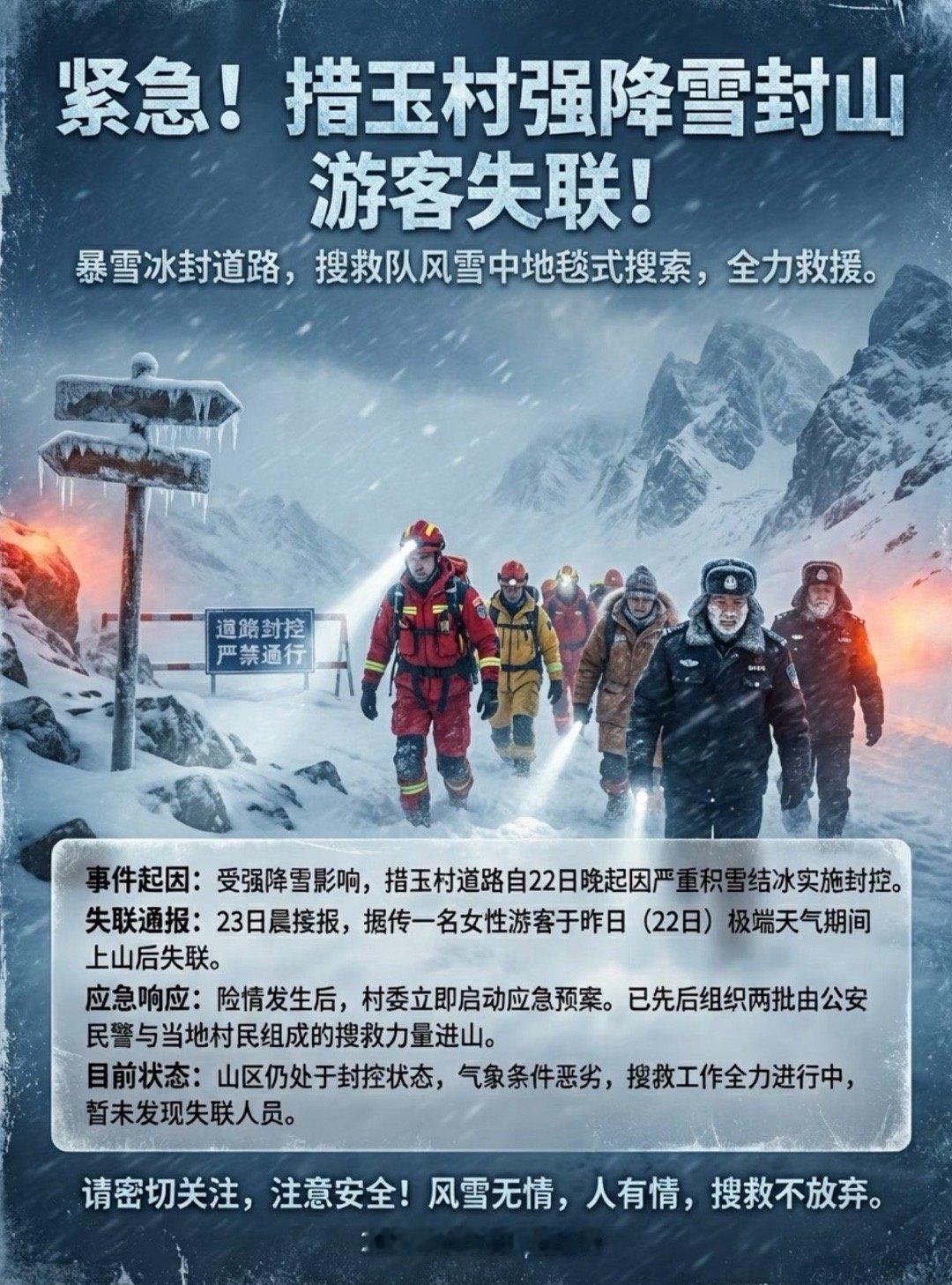 西藏山南市库拉岗日，2月22日，一名女生在徒步时失联，引发全网关注。2月24日，