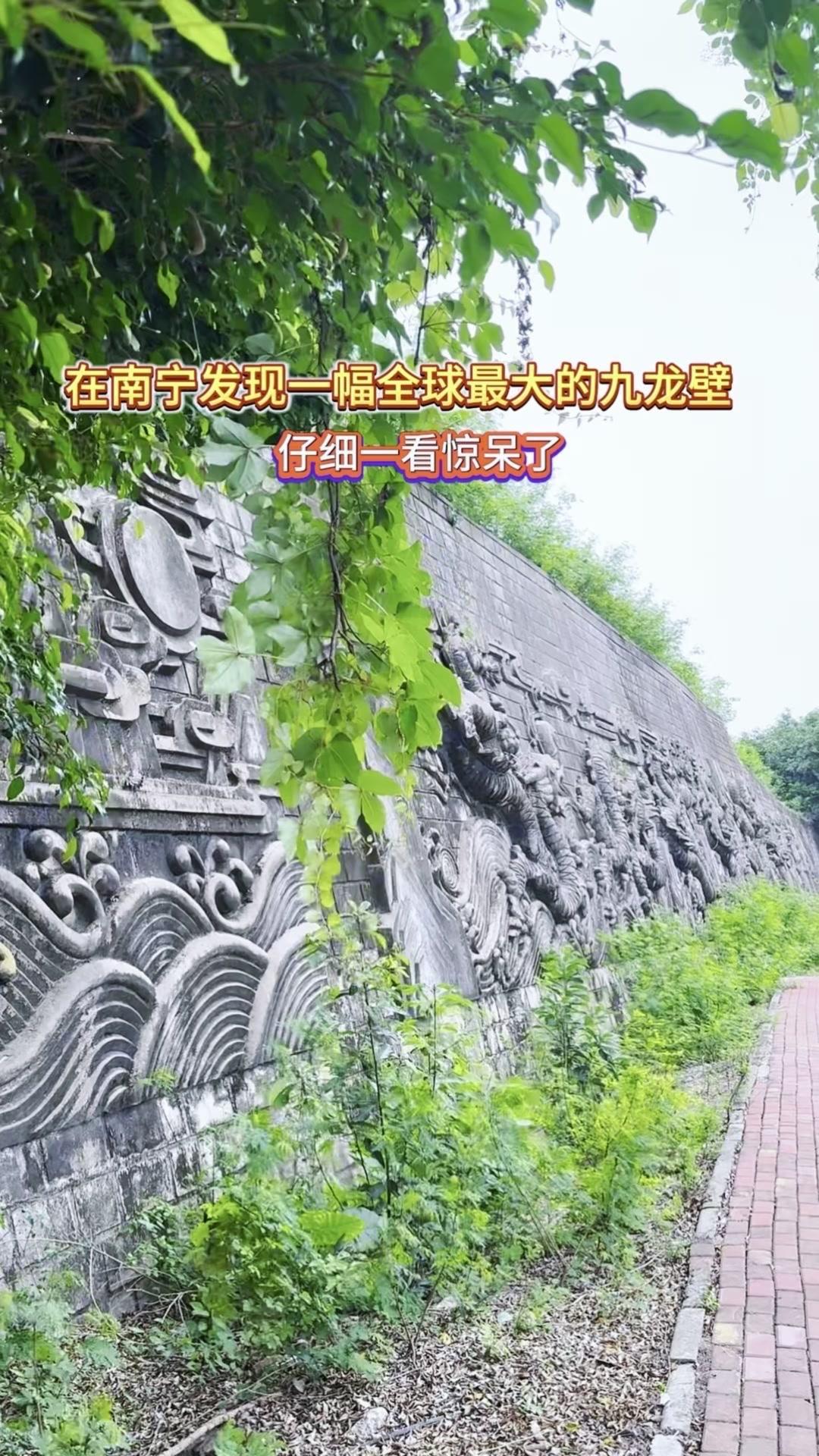 🗿在广西南宁偶遇全球最大九龙壁，比故宫还大1倍，细节栩栩如生，到底是谁建的？