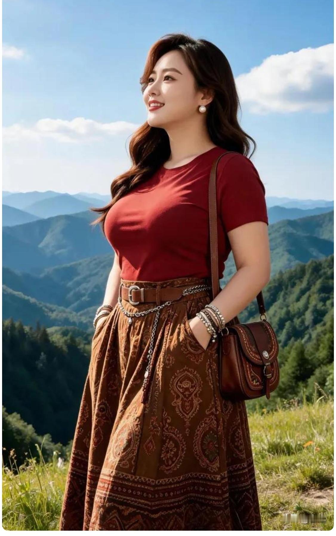 踏青“蹬山”
美女周末去踏青 ，换好衣服就出行。好久没有去登山，这回去烟筒山（当