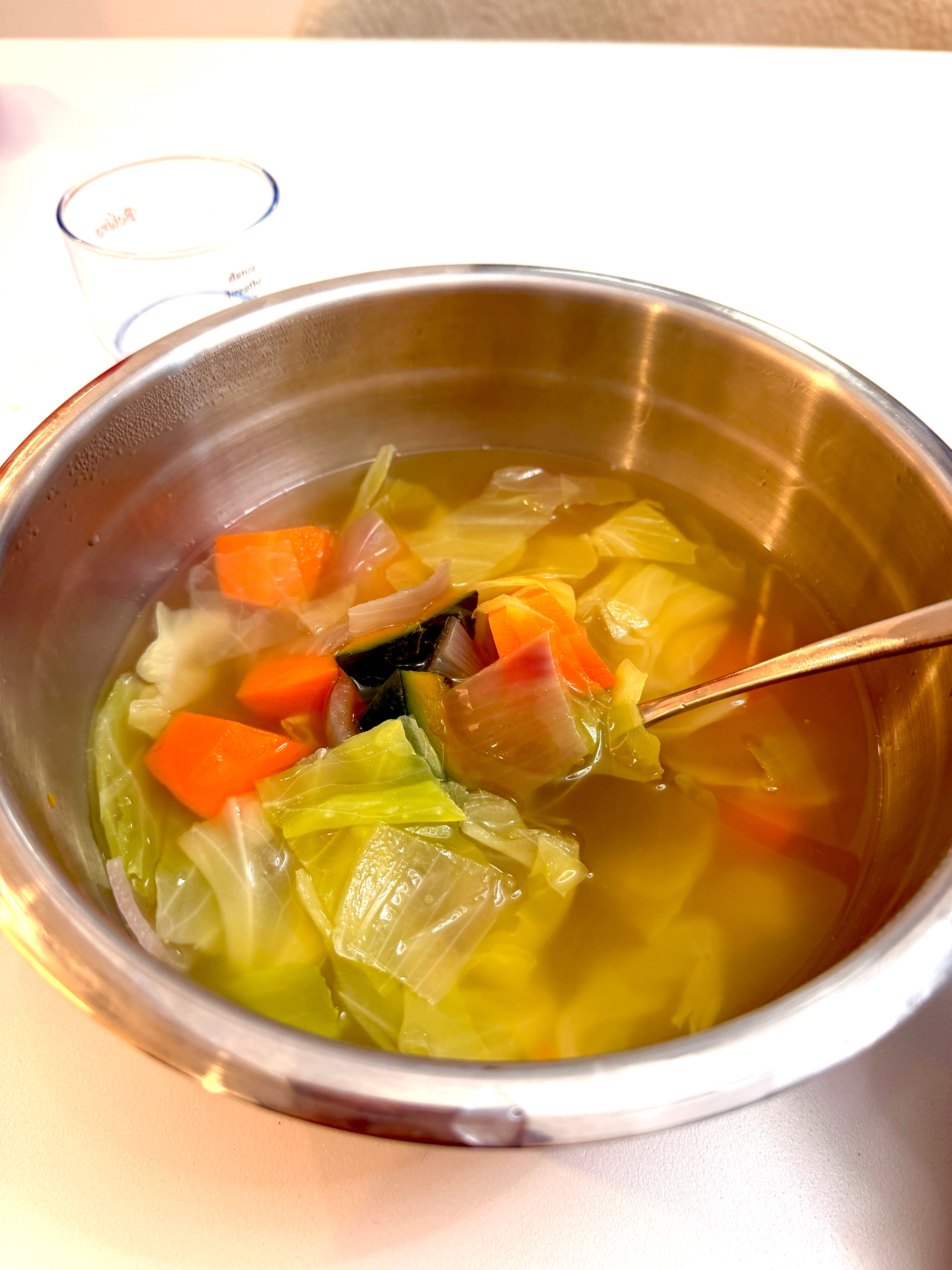 我的晚饭，目前是这碗蔬菜汤～但是过一会不知道能不能忍住不吃别的 合肥