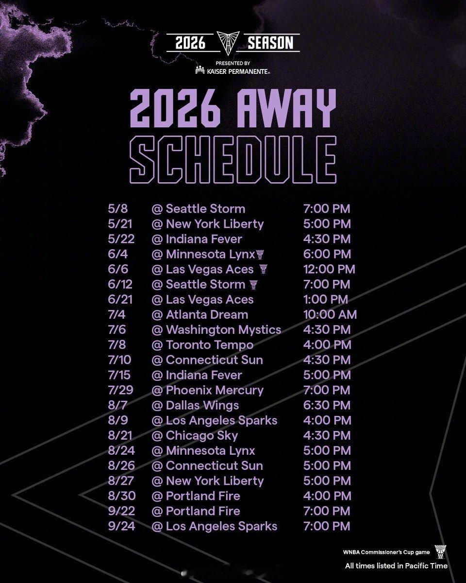 金州瓦尔基里2026赛季赛程正式出炉🔥这个盛夏，和我们一起为瓦尔基里加油吧！ 