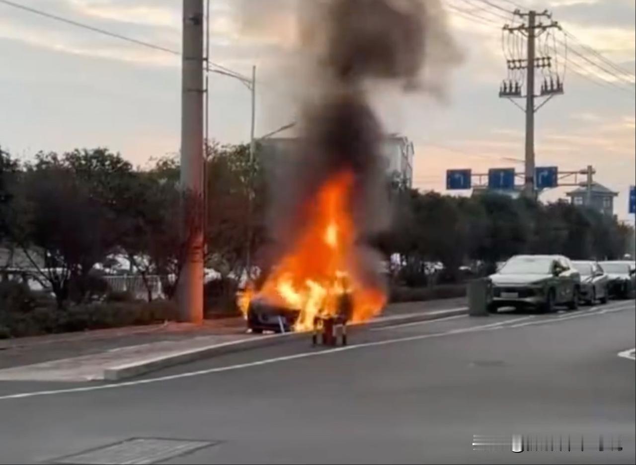 蓝牌车自燃的速度原来也很快，有点出乎我的意料。昨天一网友拍摄到一辆正在行驶的蓝牌