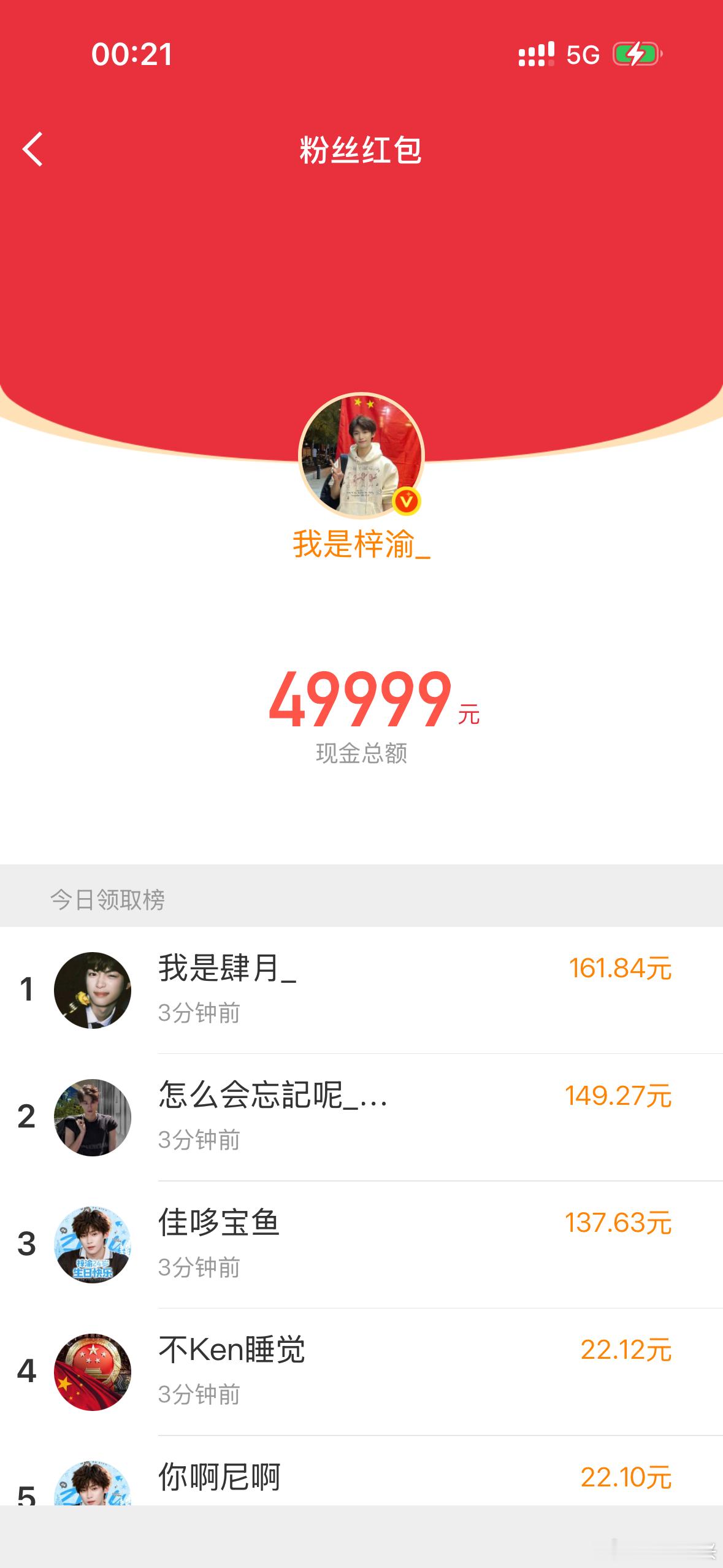 梓渝生日发了10万的红包🧧梓渝