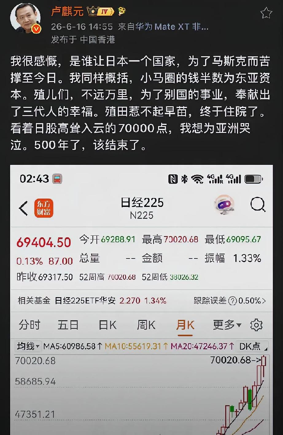 卢麒元先生感慨万千：我很感慨，是谁让日本一个国家，为了马斯克而苦撑至今日。我同样