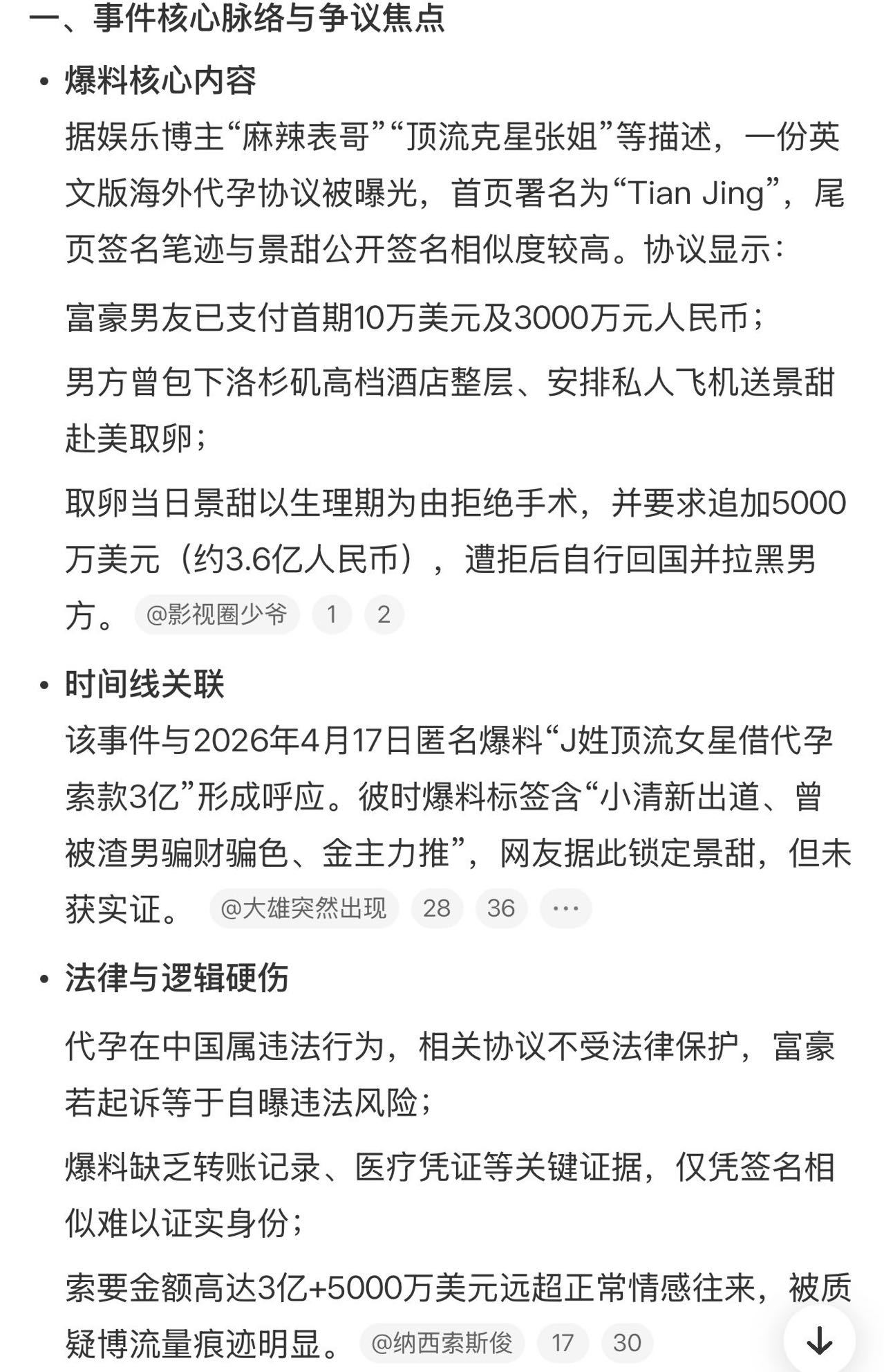 疑似景甜代孕协议曝光疑似...这么大的爆料可不兴疑似啊...景甜目前已光速声明会