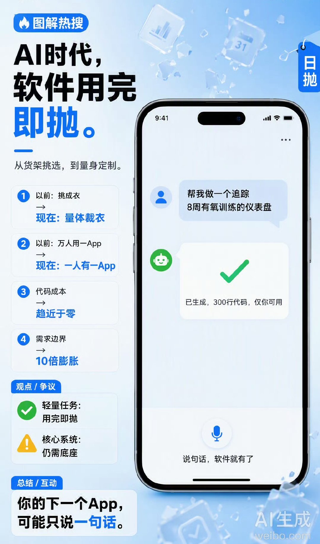 AI时代软件将用完即抛：一场彻底改写互联网的底层变革过去十年，我们使用软件的逻辑
