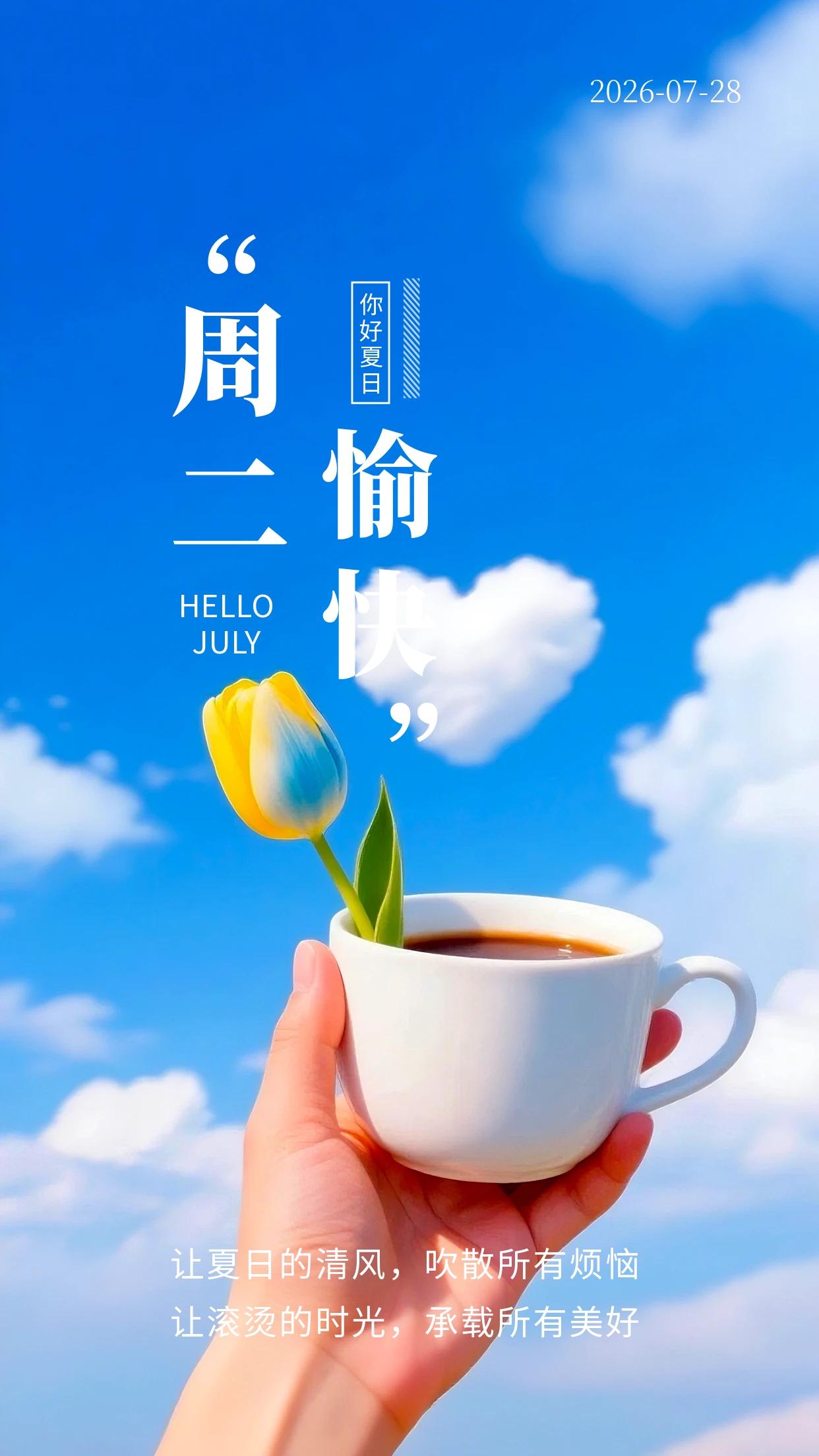 7月28日清晨，送上暖心周二问候🌿。夏日草木繁茂，满眼绿意治愈浮躁心绪，闲暇时