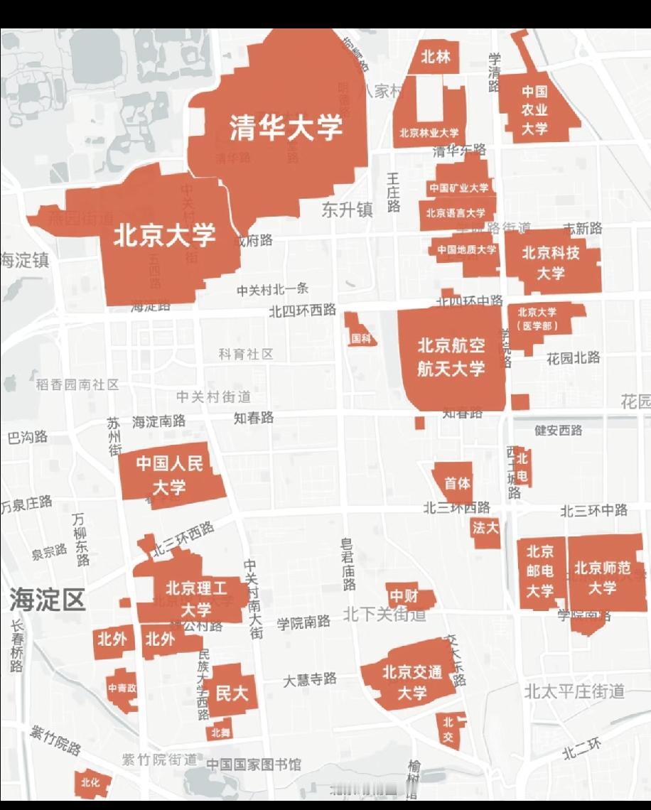 清北和其他大学比起来简直就是巨无霸，北青地理位置是不是最好的[笑哭]