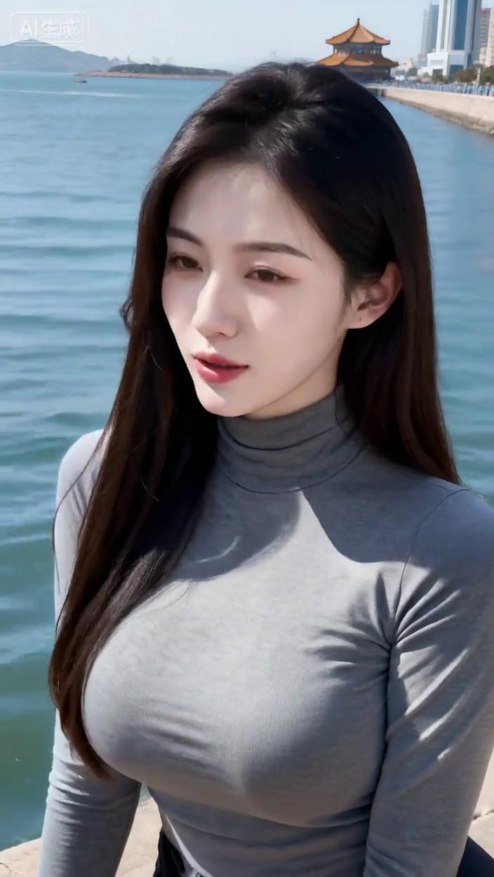 彩间凝墨素清凝，自坠春风带浅兮。不会峨眉描倩影，半航浅雨见柔情。展间如对瓶轻笑，