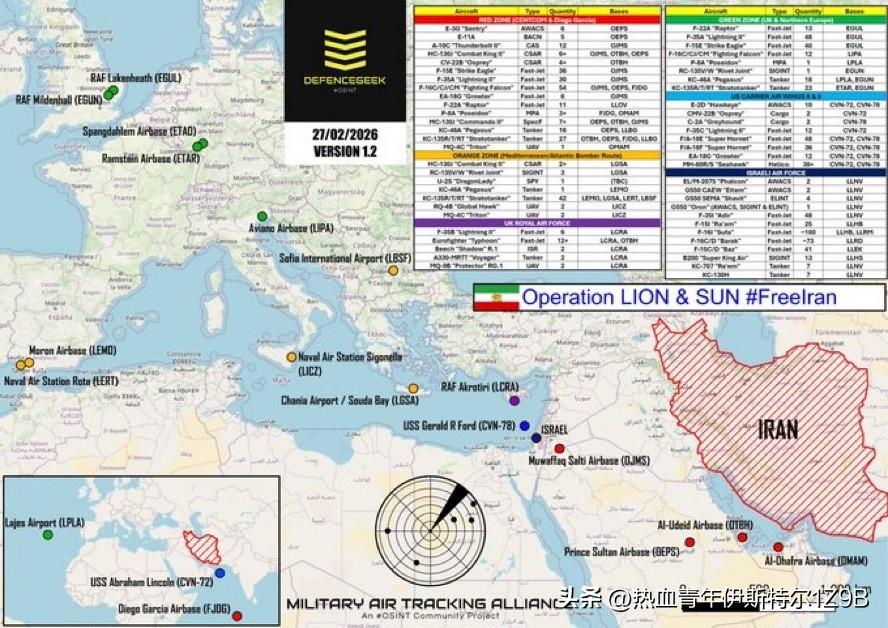 为应对可能对伊朗发动的袭击，美国和以色列已在中东地区部署了 500 多架攻击机和