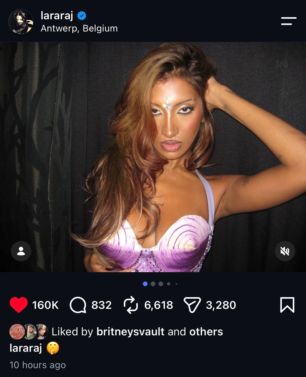 Britney[超话] KATSEYE 成员 Lara 在最新动态中选用布兰妮的