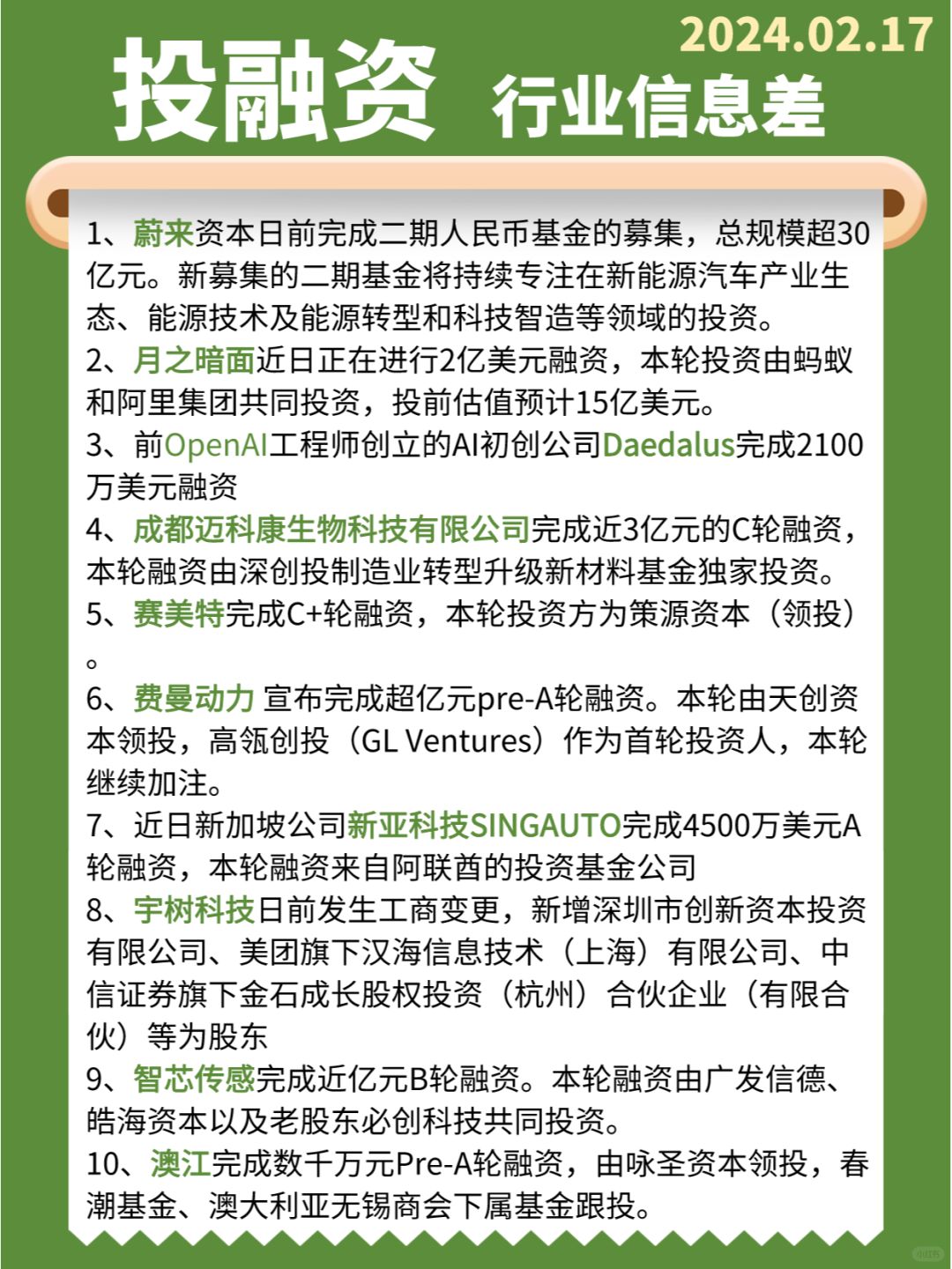 【投融资】行业信息差