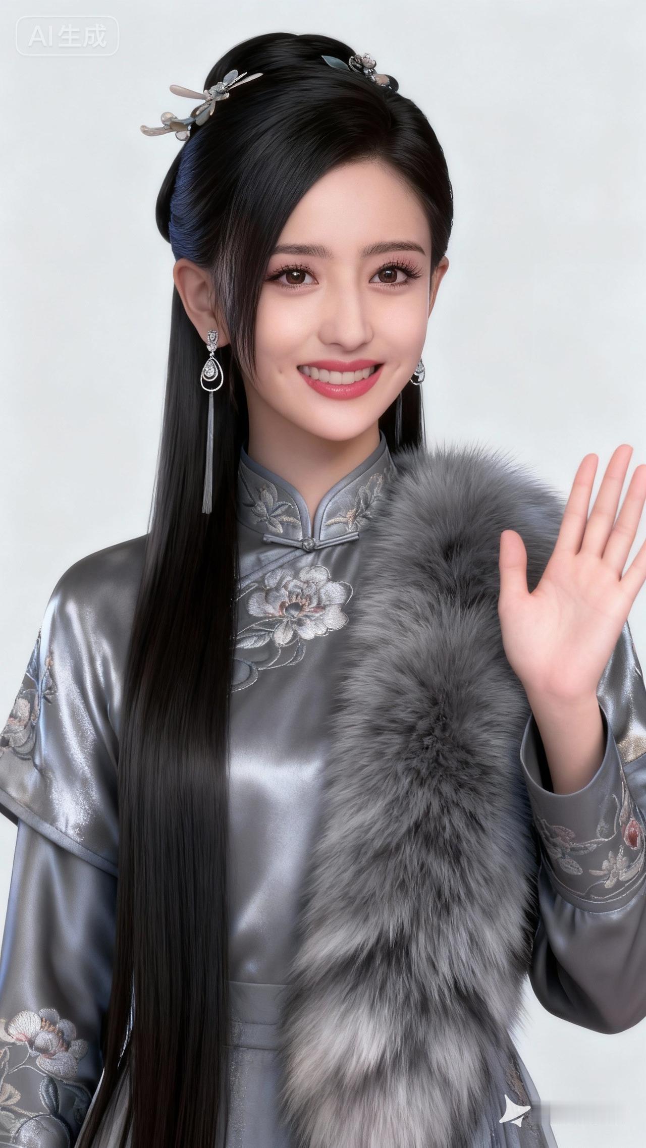 古装美人，惊艳的笑容，优雅的姿态，仿佛穿越时空的仙女。