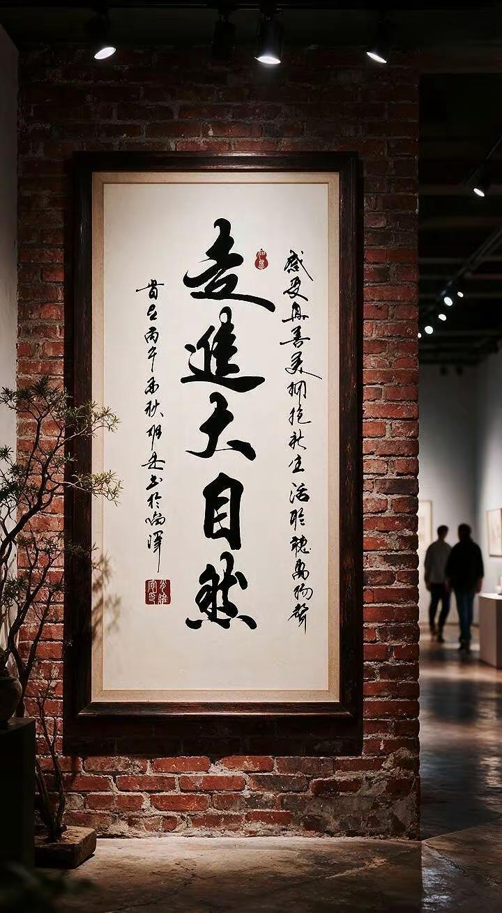 维安原创书法作品。AI复古展厅书法展