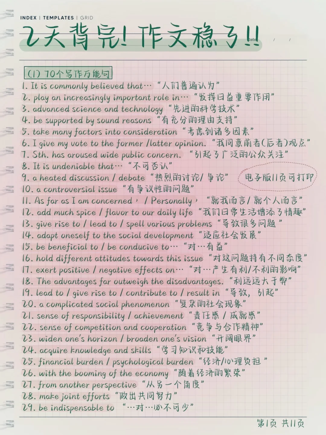 英语作文万能句型总结！！！！