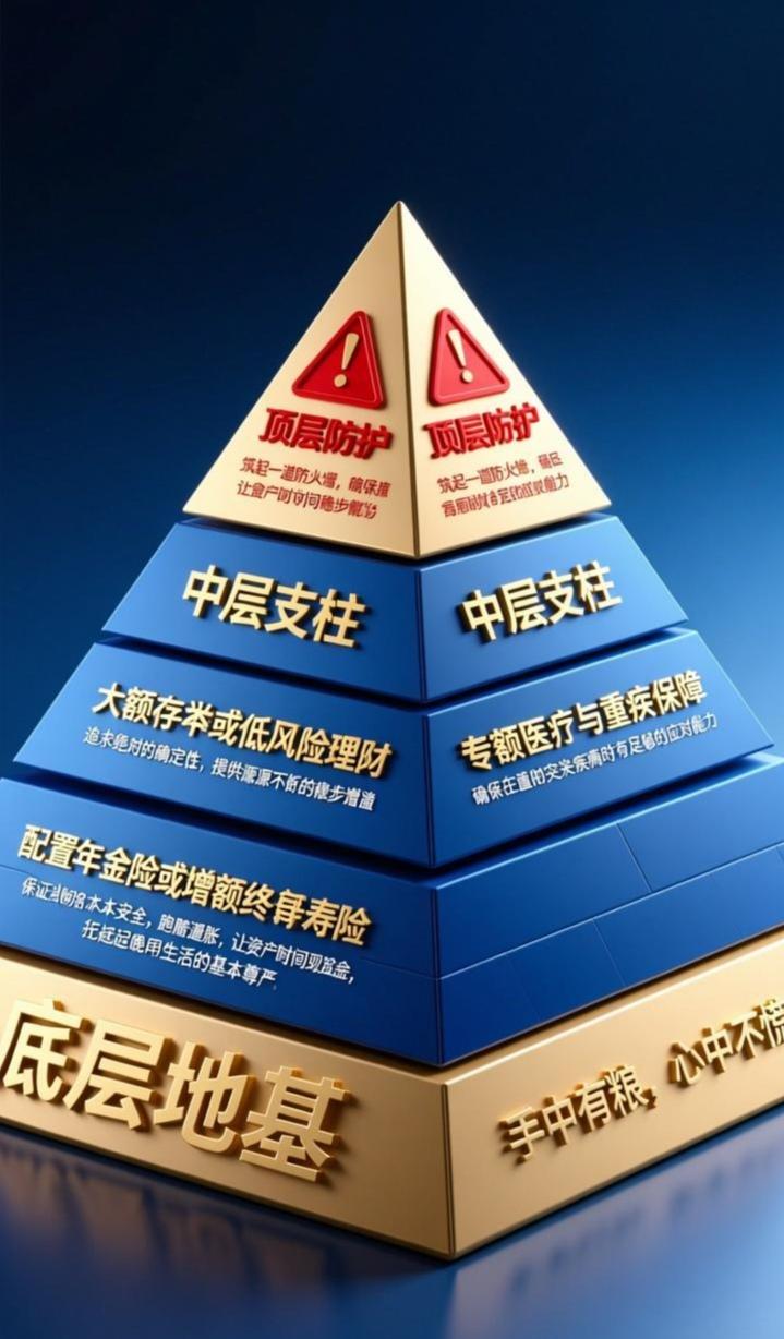 我会选择“金字塔式”的资产组合策略，不追求一时的风险博弈，而看重长久的稳健与安心