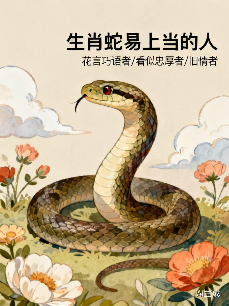 生肖蛇容易相信人，这一缺点让他们很容易上一些人的当。首当其冲的是花言巧语的人，这