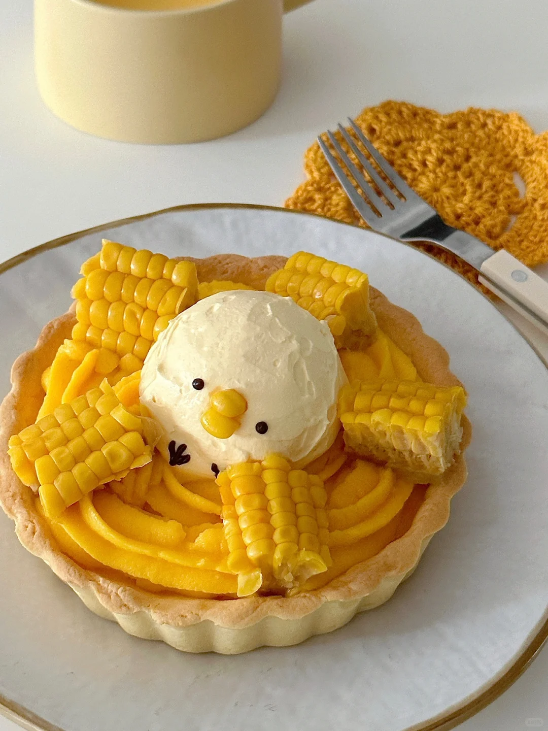 可爱小鸡玉米布丁乳酪挞 | 附教程