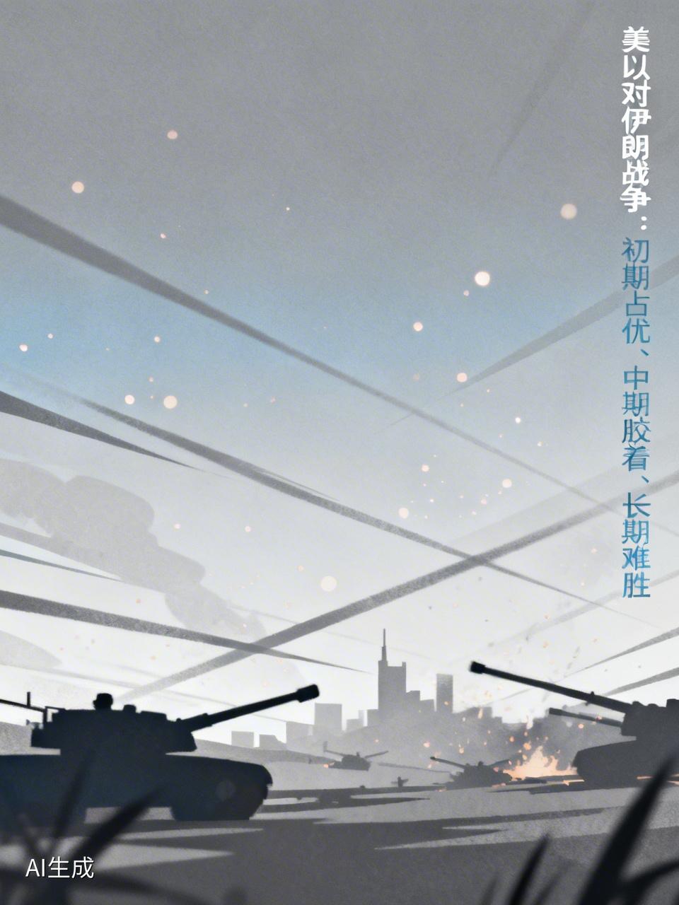 美以对伊朗战争：

战争初期占优得分，

战争中期难解难分，

 长期战争定赢不