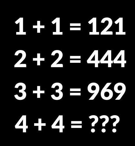 根据图中所给 “1 + 1 = 121 2 + 2 = 444 3 + 3 = 