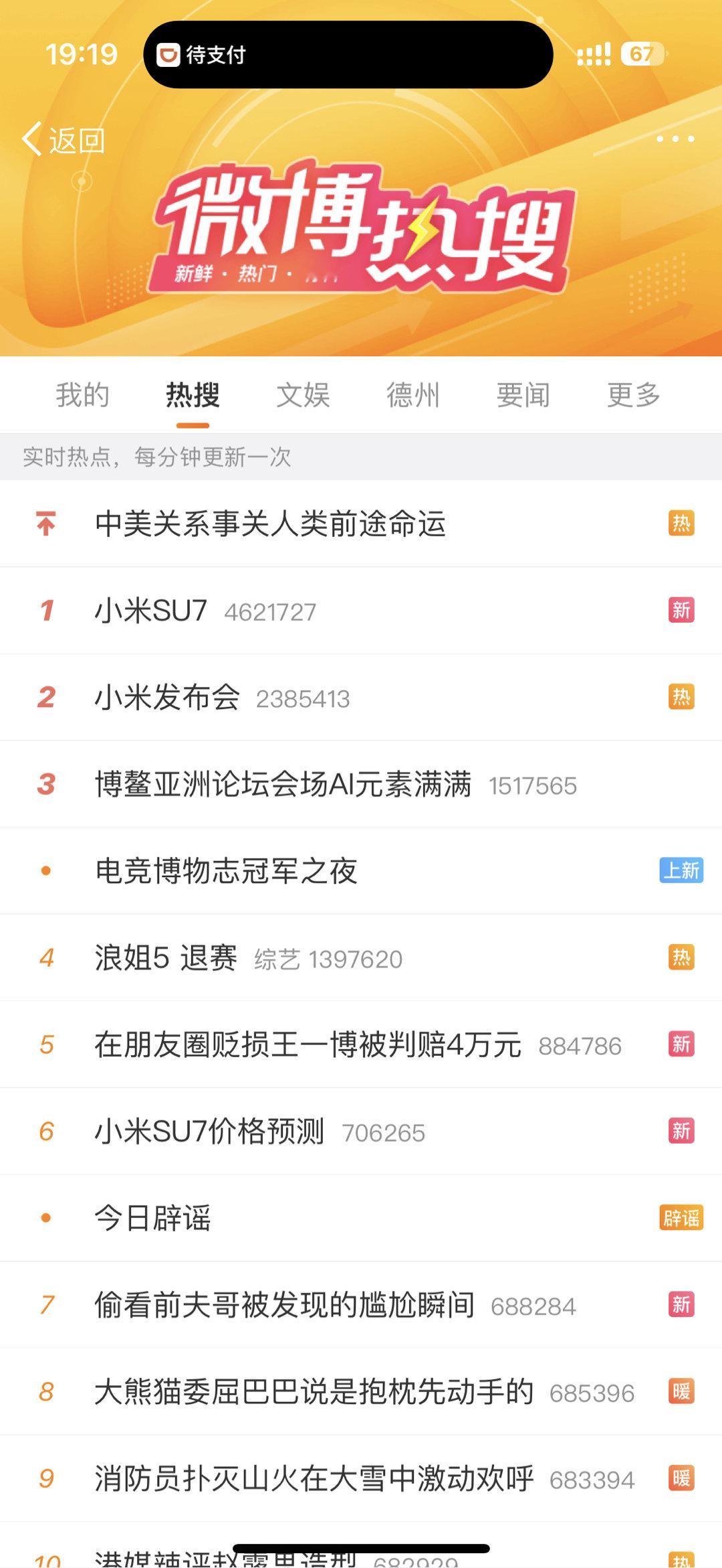 今天的热度都是小米[泪] ​​​