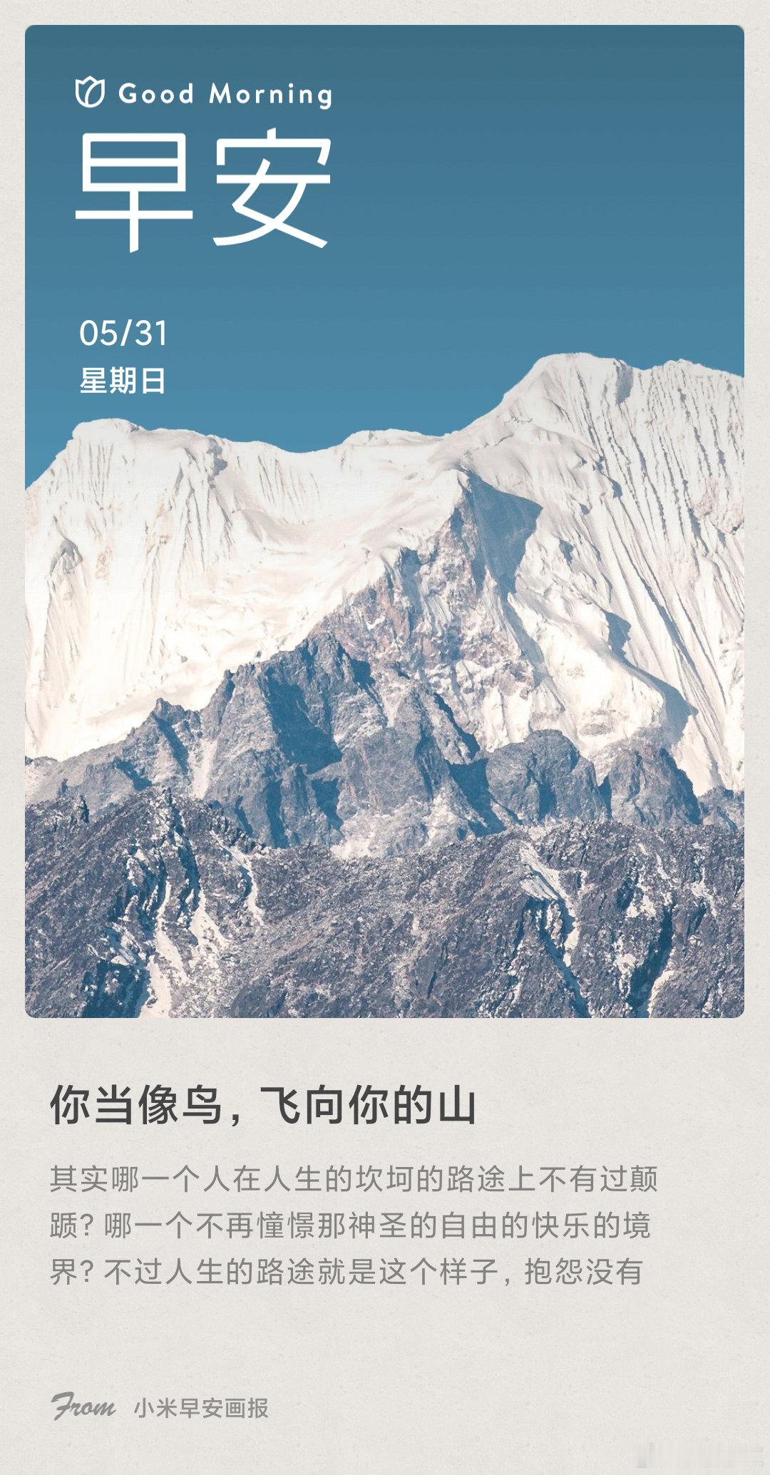 小米画报 你当像鸟，飞向你的山： 其实哪一个人在人生的坎坷的路途上不有过颠踬？哪