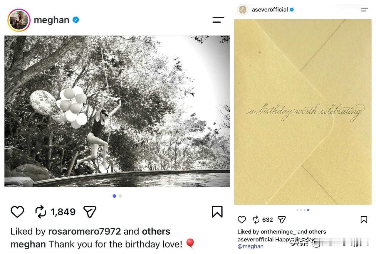 大家注意到了吗？梅根在生日那天，一大早就发了条Instagram动态，写着“谢谢