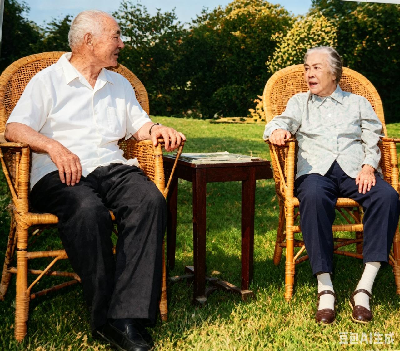 这是一对老亲家，
左边是李敏的公公，
右边是李敏的生母。
60年代，
他们曾经相