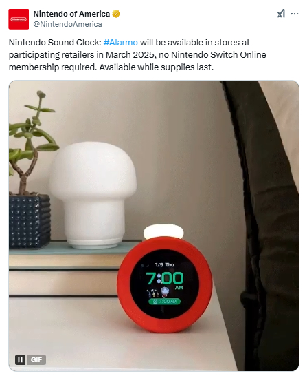 任天堂闹钟「Alarmo」将于今年3月在合作零售商处面向所有玩家销售，无需NSO