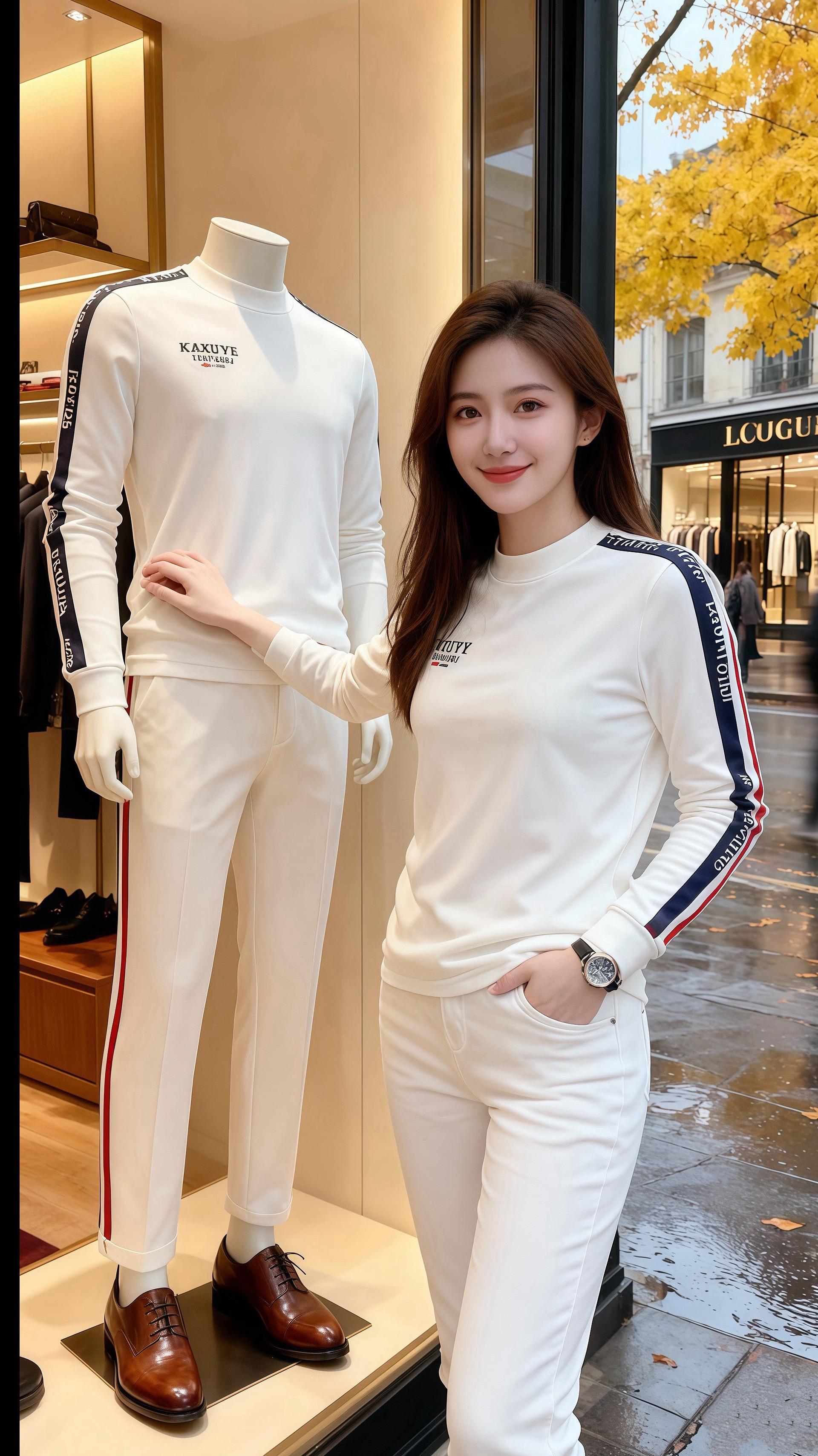 雨丝敲着男装店的玻璃橱窗时，许妍正指尖碰着衣架上的西装——白长袖衫的彩...