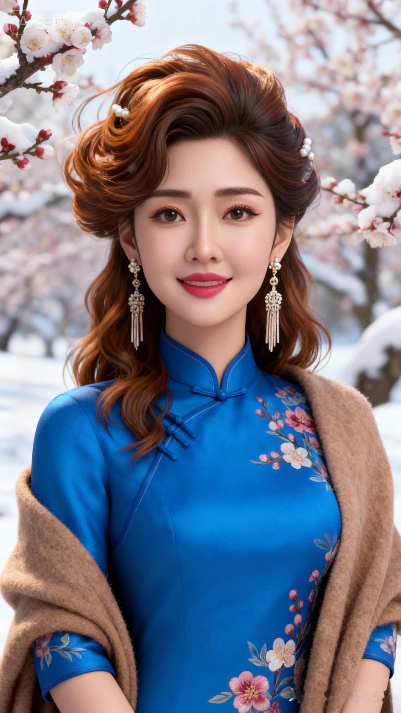 冬日雪景中的优雅旗袍美人🌨️💄✨