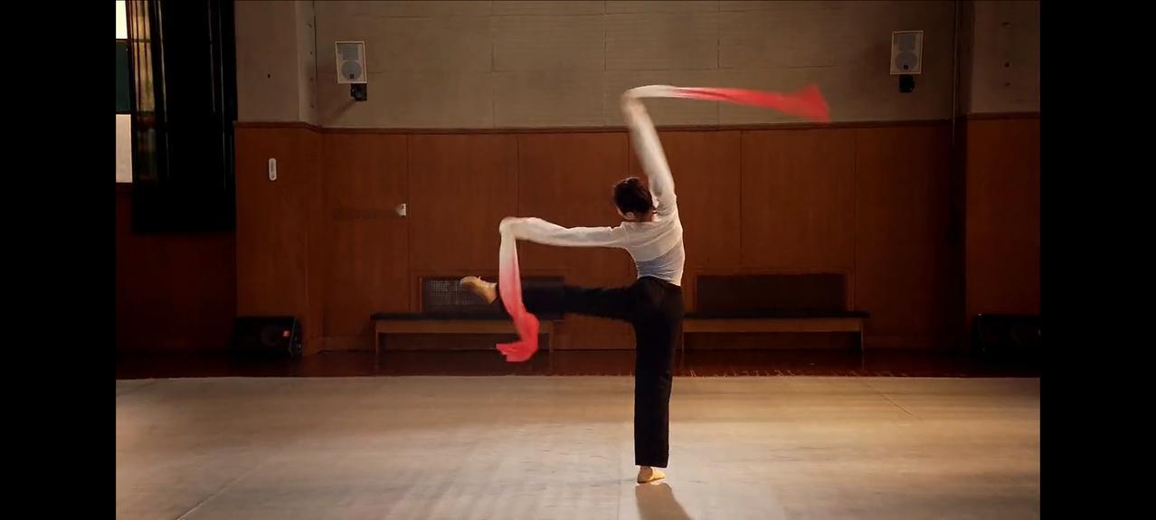 张慧雯出场，让人仿佛又见到周洁那一代老演员的舞蹈和表演水平再现。这样的软绸舞动能